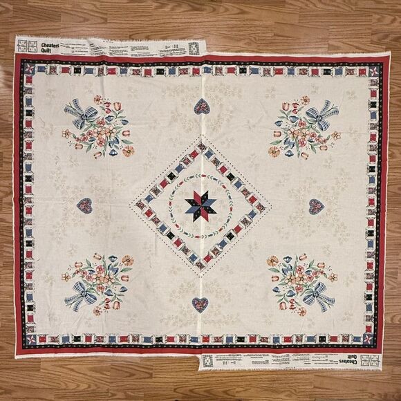 2 Vintage Wamsutta Cheater Quilt Panels *Sewn* Calico Quilt Panels READ 67"x58" - Picture 3 of 6